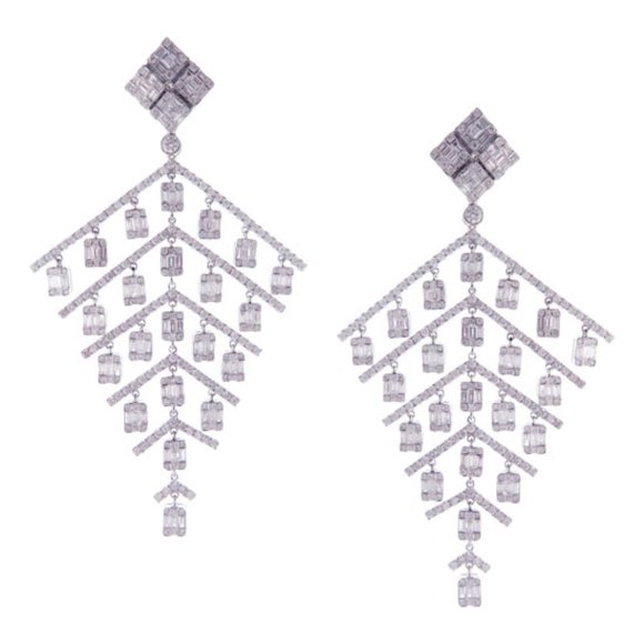 AdornA Jewelry - 454 Round Diamonds 14K White Gold Chandelier Earrings